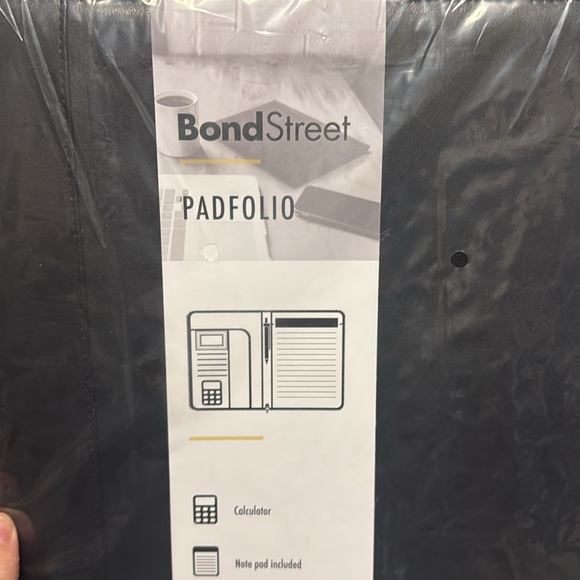 Black vegan leather pad folio with notepad and calculator, new - Picture 6 of 6